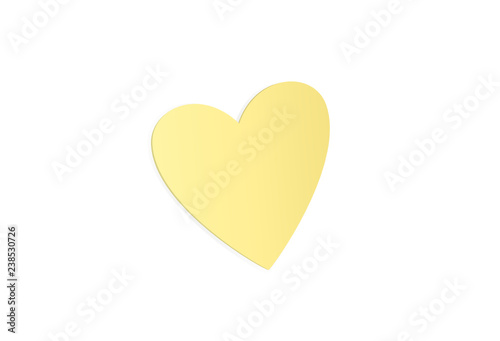 Yellow heart shaped sticker for notes. On white background. Vector illustration