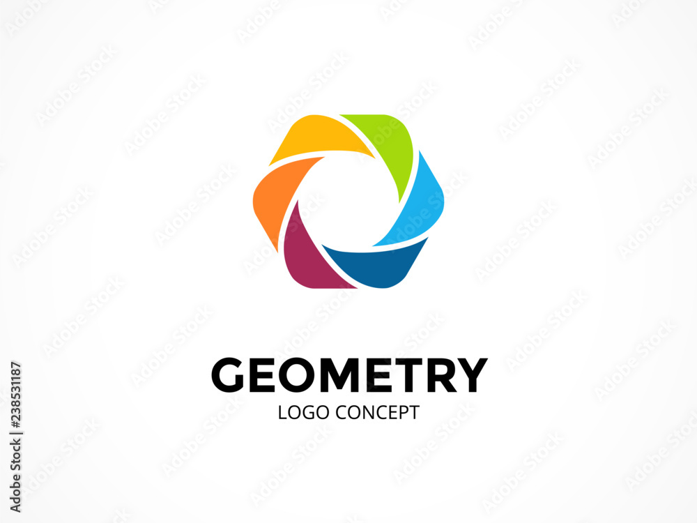 Hexagon logo template. Modern vector abstract circle creative sign or symbol. Design geometric element Hexagon logo template. Modern vector abstract circle creative sign or symbol. Design geometric element