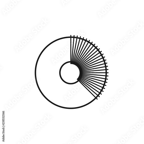 Black & white illustration of knitting crochet pom pom maker. Vector line icon of pompom fluff ball diy needle craft. Isolated object