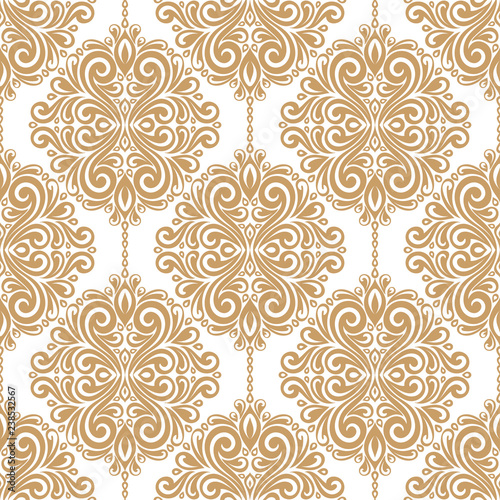 Golden vintage vector seamless pattern, wallpaper. Elegant classic texture. Luxury ornament. Royal, Victorian, Baroque elements. Great for fabric and textile, wallpaper, or any desired idea.