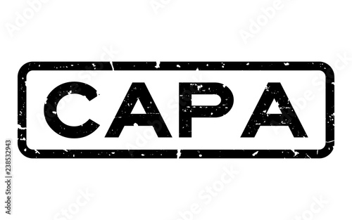 Grunge black CAPA (abbreviation of corrective action and preventive action) word squre rubber seal stamp on white background