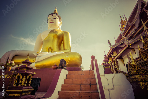 Buddha in Wat Rajamontean Temple of Chiang mai Province Asia Thailand