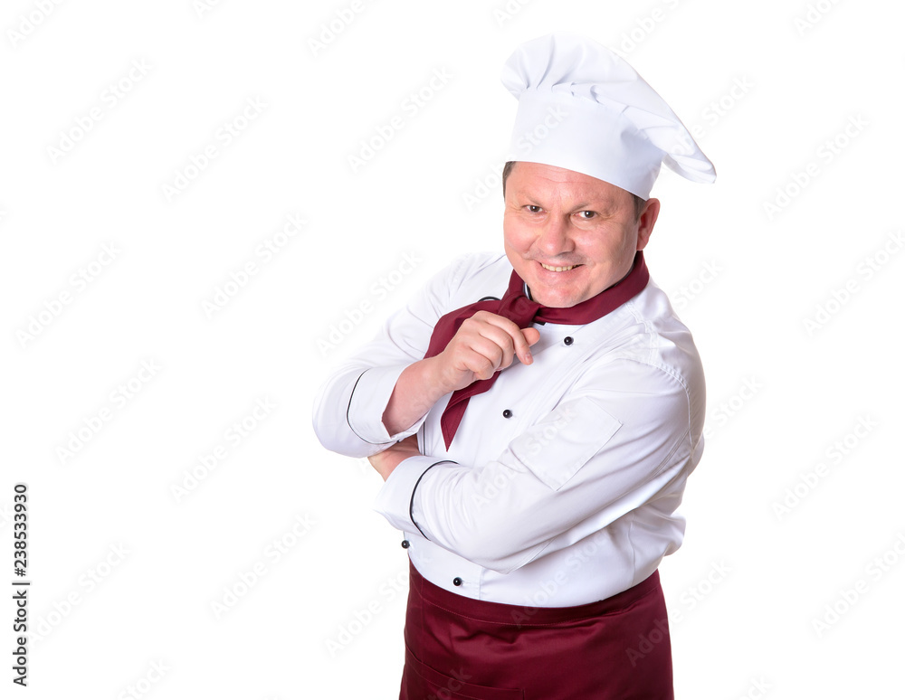 Portrait of a cook man over a white background Portrait of a cook man over a white background