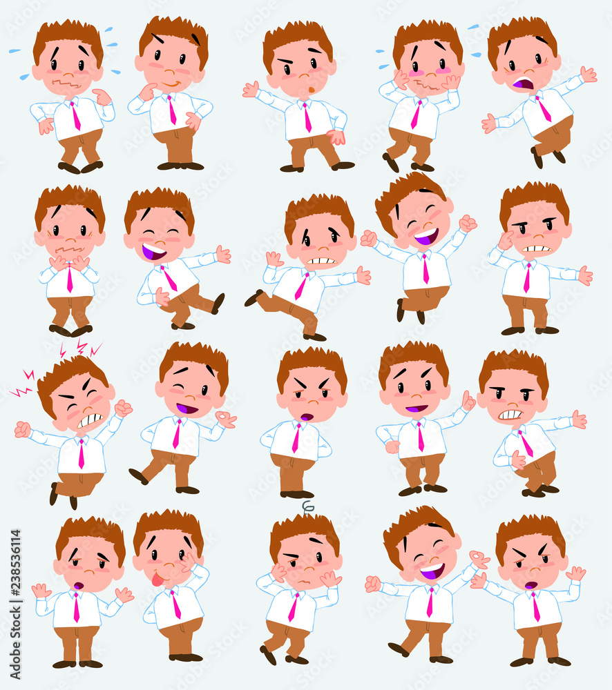 Cartoon character businessman in casual style. Set with different postures, attitudes and poses, doing different activities in isolated vector illustrations. Cartoon character businessman in casual style. Set with different postures, attitudes and poses, doing different activities in isolated vector illustrations.