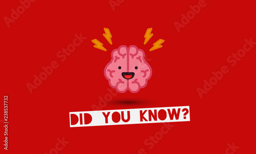 Did You Know with Brain Cartoon Vector Illustration