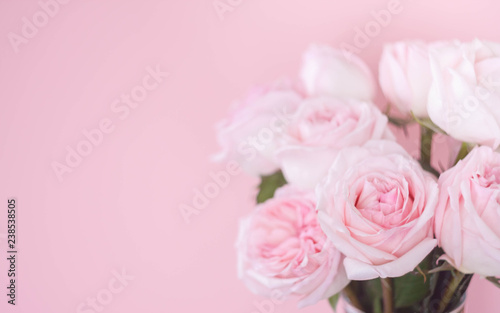 Wallpaper Mural bouqet delicate pink roses on pink background Torontodigital.ca