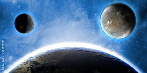 Fototapeta Naklejka Na Ścianę i Meble -  creative planets float on open space near the earth orbit ib galaxy. Elements of this image furnished by NASA f