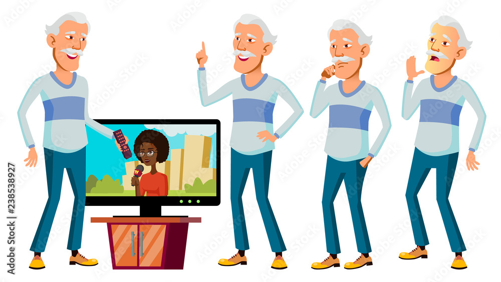 Asian Old Man Set Vector. Elderly People. Senior Person. Aged. Beautiful Retiree. Life. Card, Advertisement, Greeting Design. Isolated Cartoon Illustration