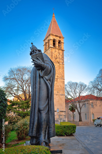 Split old tower and Grgur Ninski statue view photo