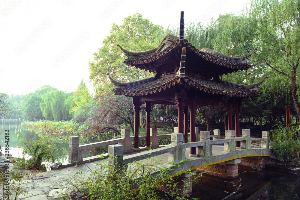 Arbor on the bridge in the park. Shanghai. Arbor on the bridge in the park. Shanghai.
