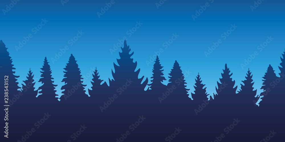 blue forest background with firs vector illustration EPS10