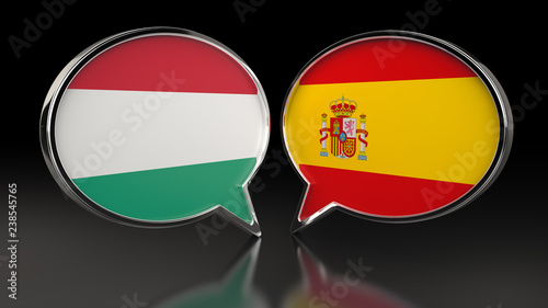 Free Download Hungary and United Kingdom flags with Speech Bubbles. 3D illustration - GFXLoad