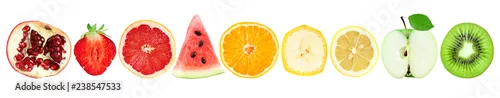 Obraz  z motywem Collection of fruit slices isolated on white