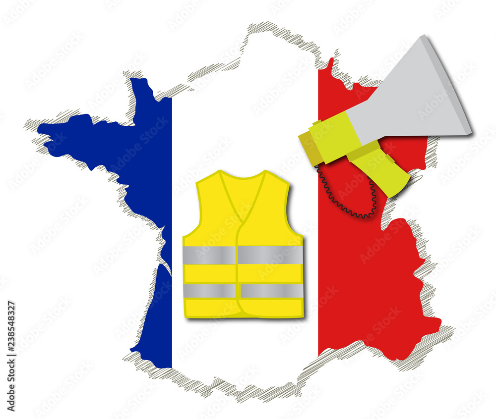 Gilets Jaunes - protest symbol on France map Stock Vector | Adobe Stock