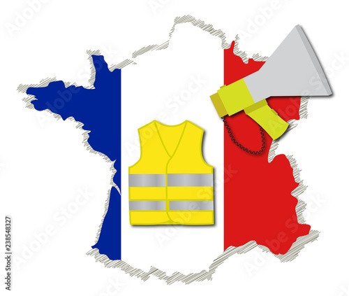Gilets Jaunes - protest symbol on France map