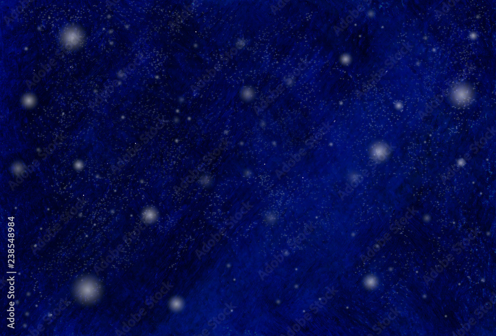 Obraz premium 雪が舞う美しい青い夜空の背景素材