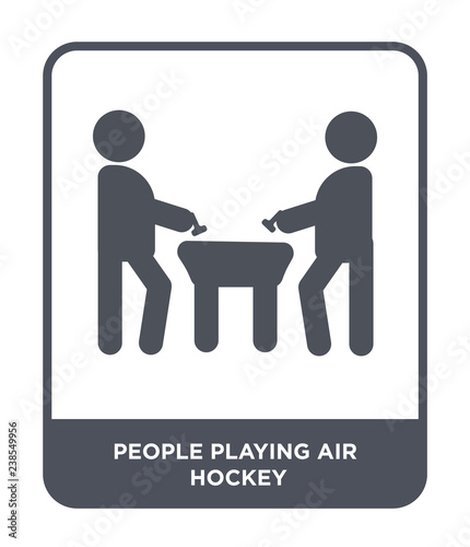 people playing air hockey icon vector