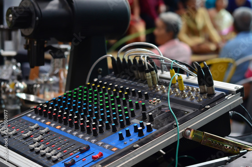 Sound mixer control panel in wedding ceremony