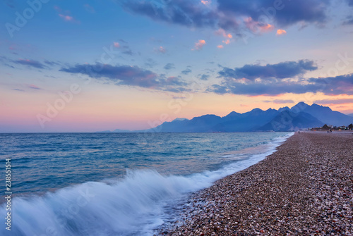 Fototapeta Naklejka Na Ścianę i Meble -  Antalya konyaalti beach and taurus mountains.