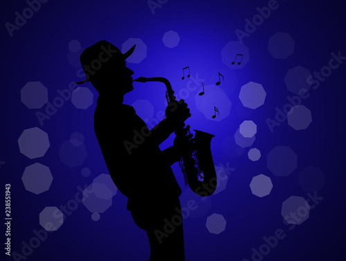 illustration of man plays the sax