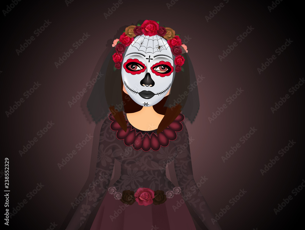 traditional Mexican woman in the dead day
