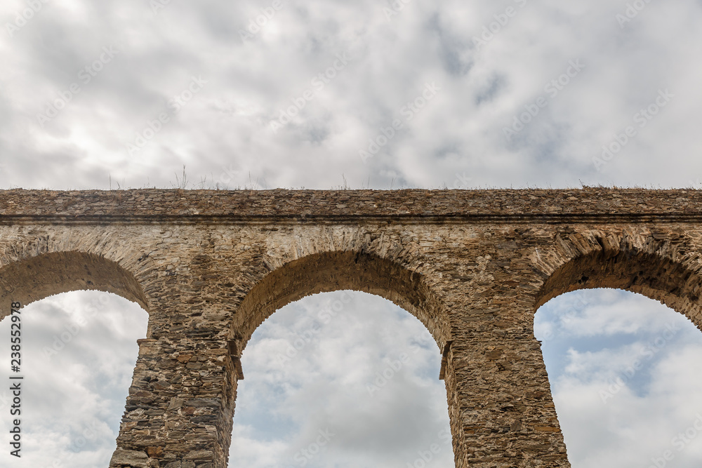 View of the Roman Aqueduct of the coastal city of Almuñecar  Spain