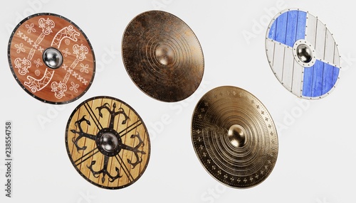 Realistic 3d Render of Viking Shields