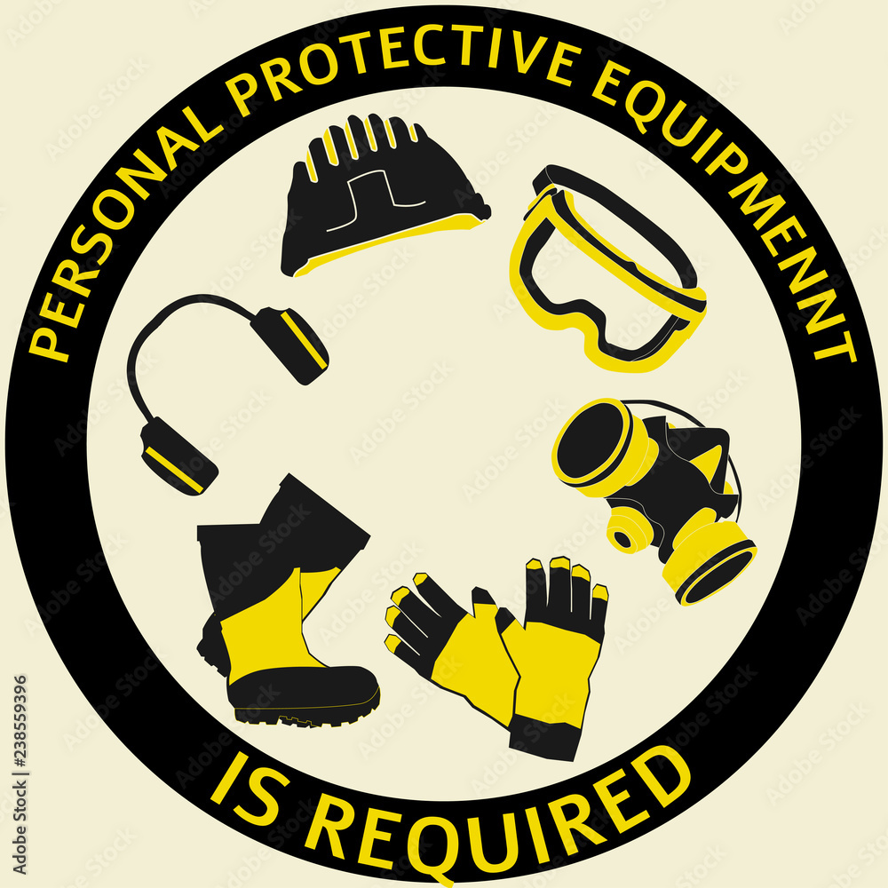 Personal Protective Equipment vector illustration set Stock Vector