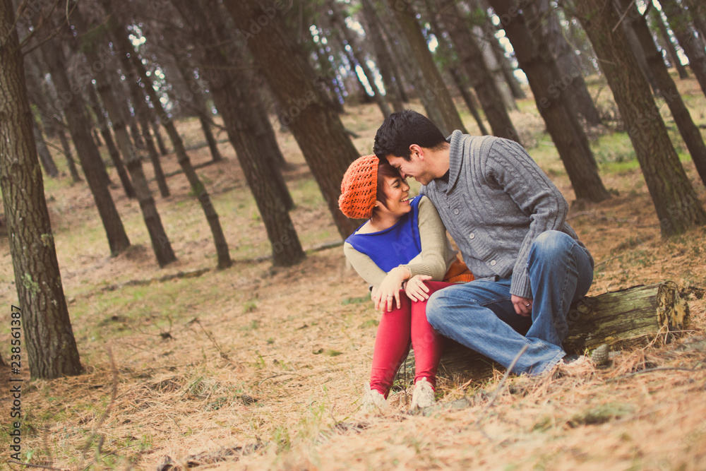 Young couple enjoys in the park 