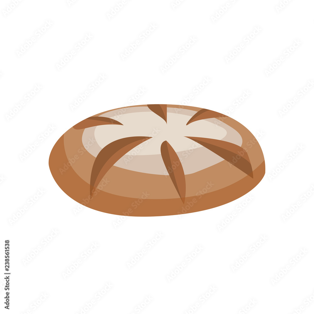 Black round bread illustration. Bread, slice, round slice. Food concept. Vector illustration can be used for topics like food, bakery, pastries, confectionery shop