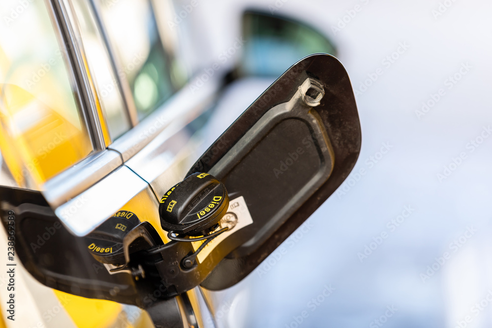 Fuel tank cap on a car Fuel tank cap on a car