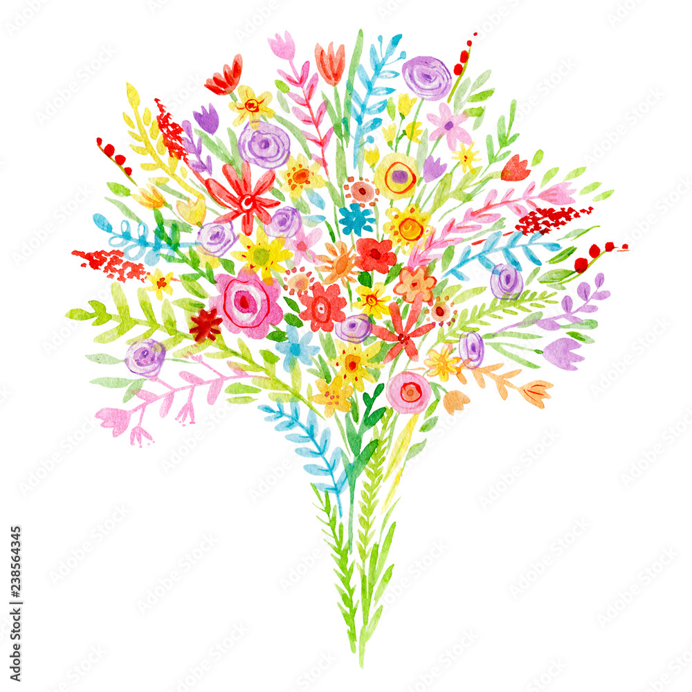 Wild flowers. Watercolor illustration Wild flowers. Watercolor illustration
