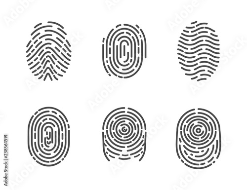 Identification Fingerprints Sketches Set Vector