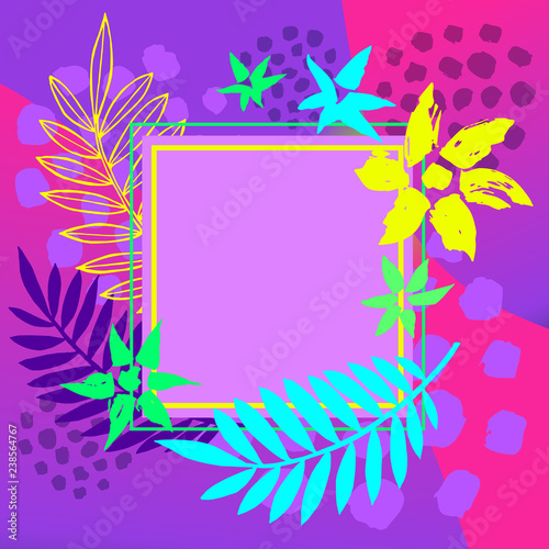 Tropical palm leaves art frames. Modern card design, brush stroke, exotic plants, cover brochure, flyer, invitation template. Business identity elegant style. Hand drawn vector