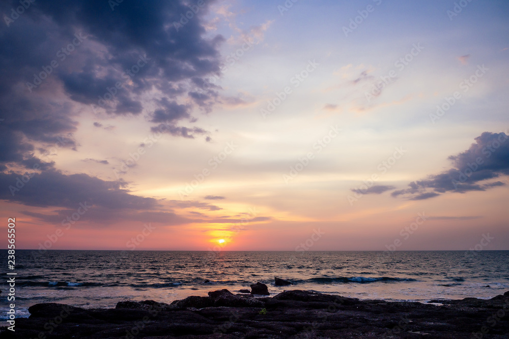 Sunset in Ashvem beach, Goa, India