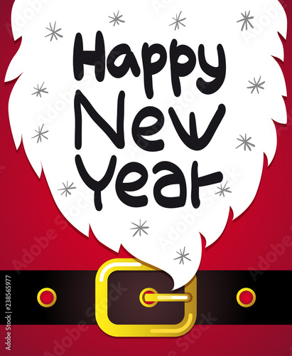 Holiday card with handwritten lettering on the background of Santa Claus