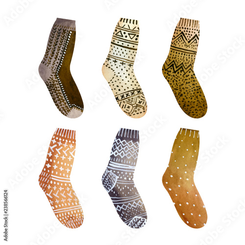 Collection of colorful knitted socks