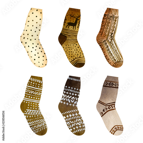 Collection of colorful knitted socks