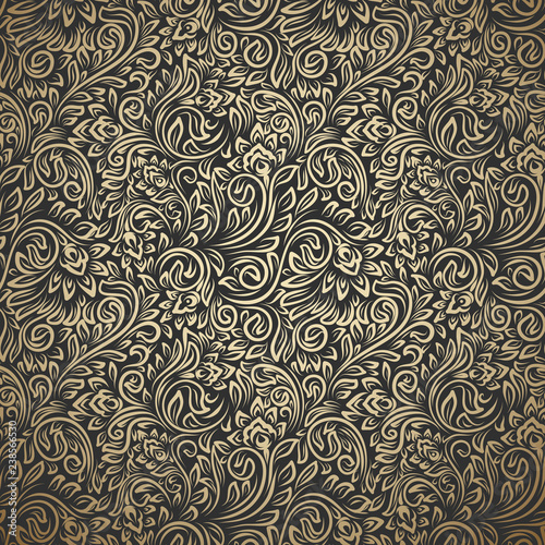 Wallpaper Mural Vintage seamless pattern with curls