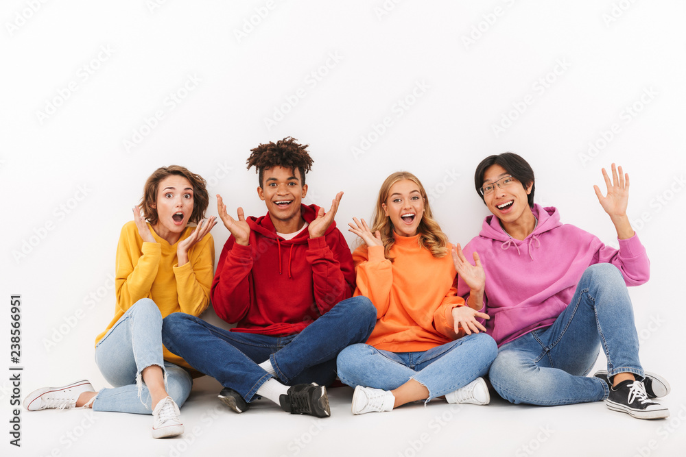 Group of cheerful teenagers isolated Group of cheerful teenagers isolated
