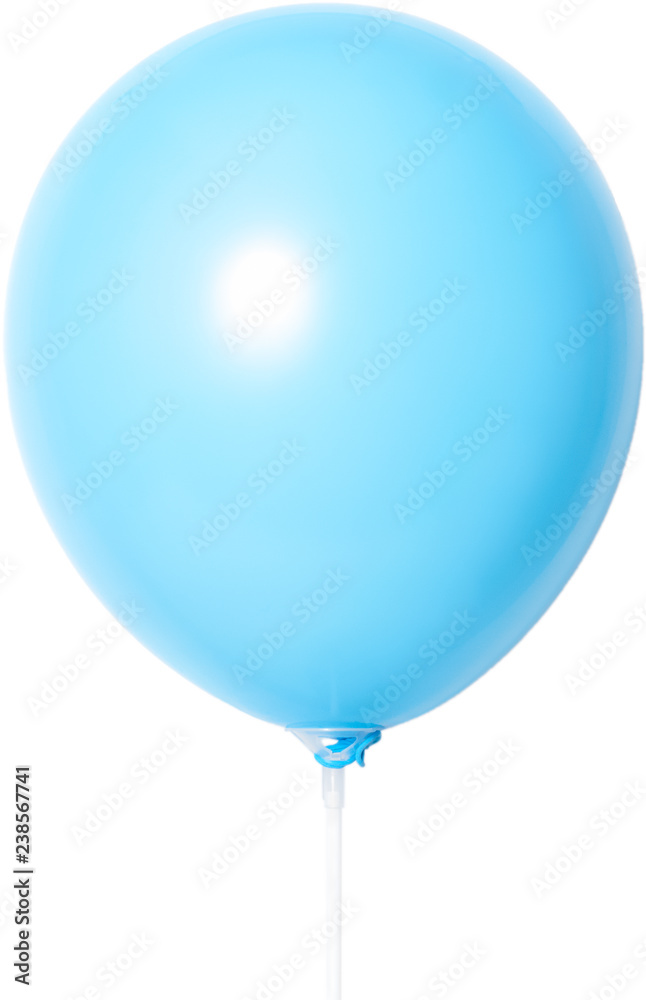 Blue balloon on white background with shadow. Side glare. Blue balloon on white background with shadow. Side glare.
