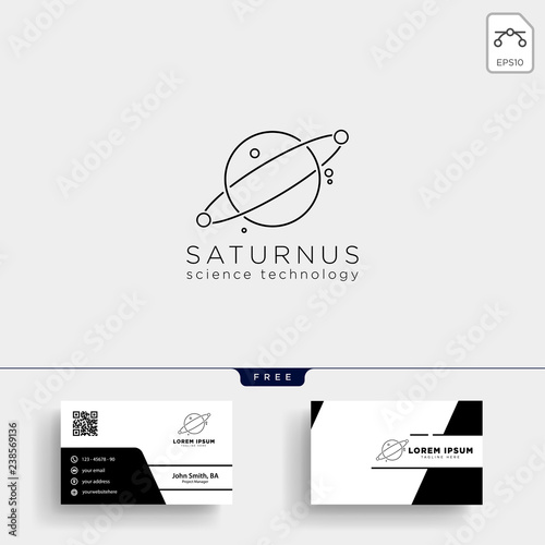 planet line art logo template and business card