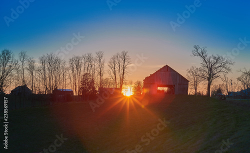 Sunset with Old Barn