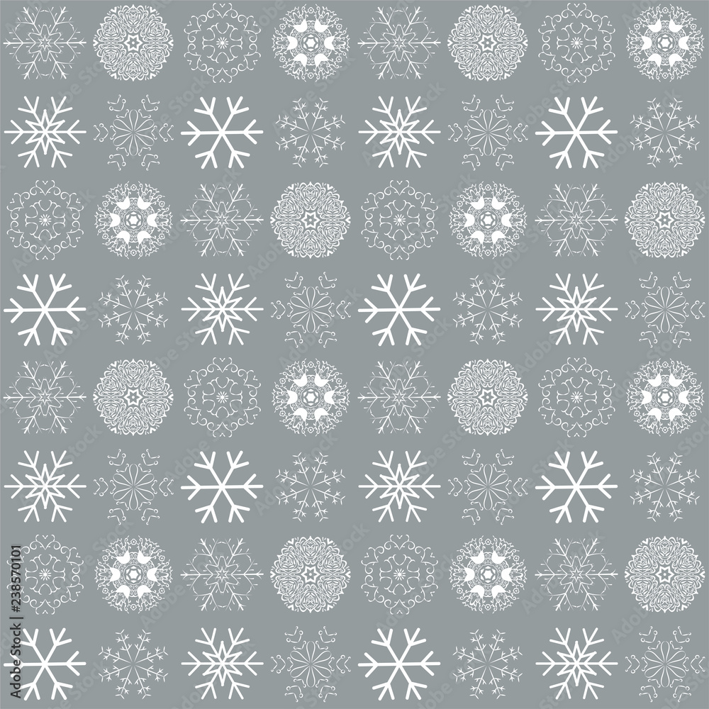 Vector seamless pattern with snowflakes. Winter background. EPS8