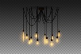 Realistic loft style hanging lamp. Incandescent lamp. Vector