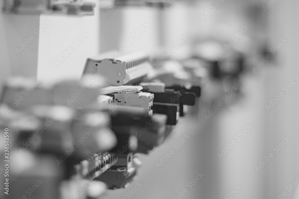 Electrical panel at a assembly line factory.
