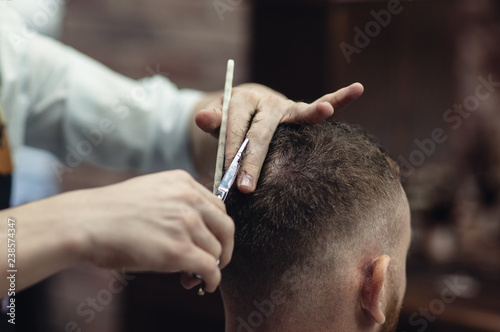 hair cutting head scissors. Men s hairdresser