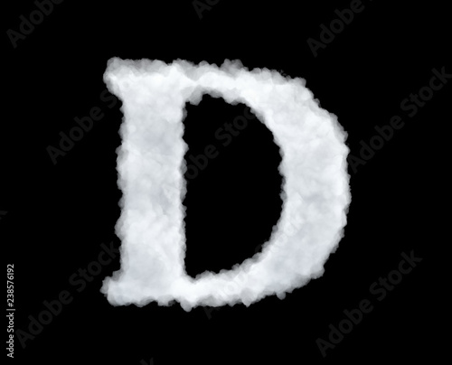 3d rendering of a letter-D-shaped cloud isolated on black background.