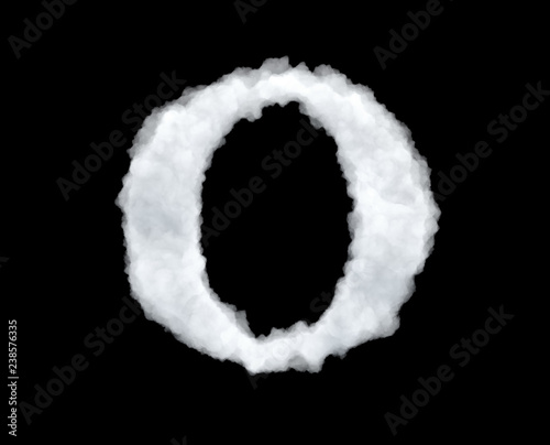 3d rendering of a letter-O-shaped cloud isolated on black background.