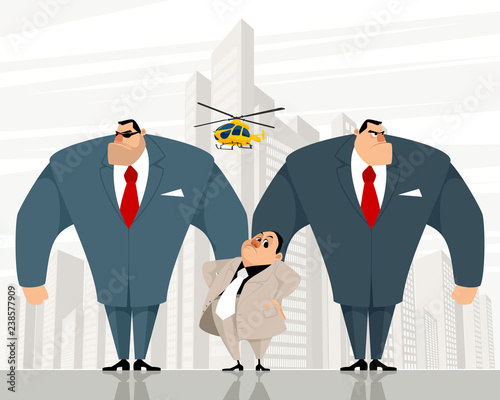 Boss with two bodyguards